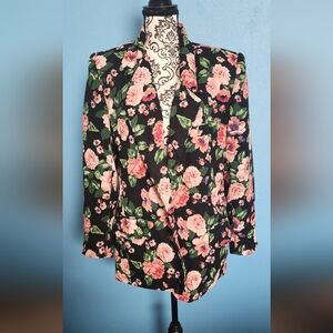 Floral Black and Pink Blazer